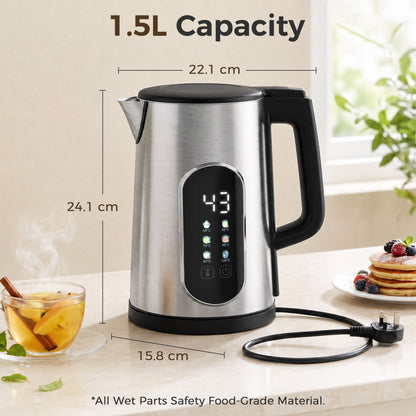 HOMCOM 1.5L Electric Kettle, 3000W Fast Boil Water Kettle with LED Touch Control, Strix Thermostat, Keep Warm Function
