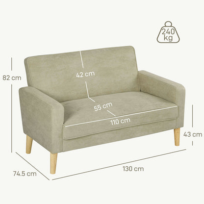 HOMCOM Two-Seater Velvet-Feel Sofa - Beige