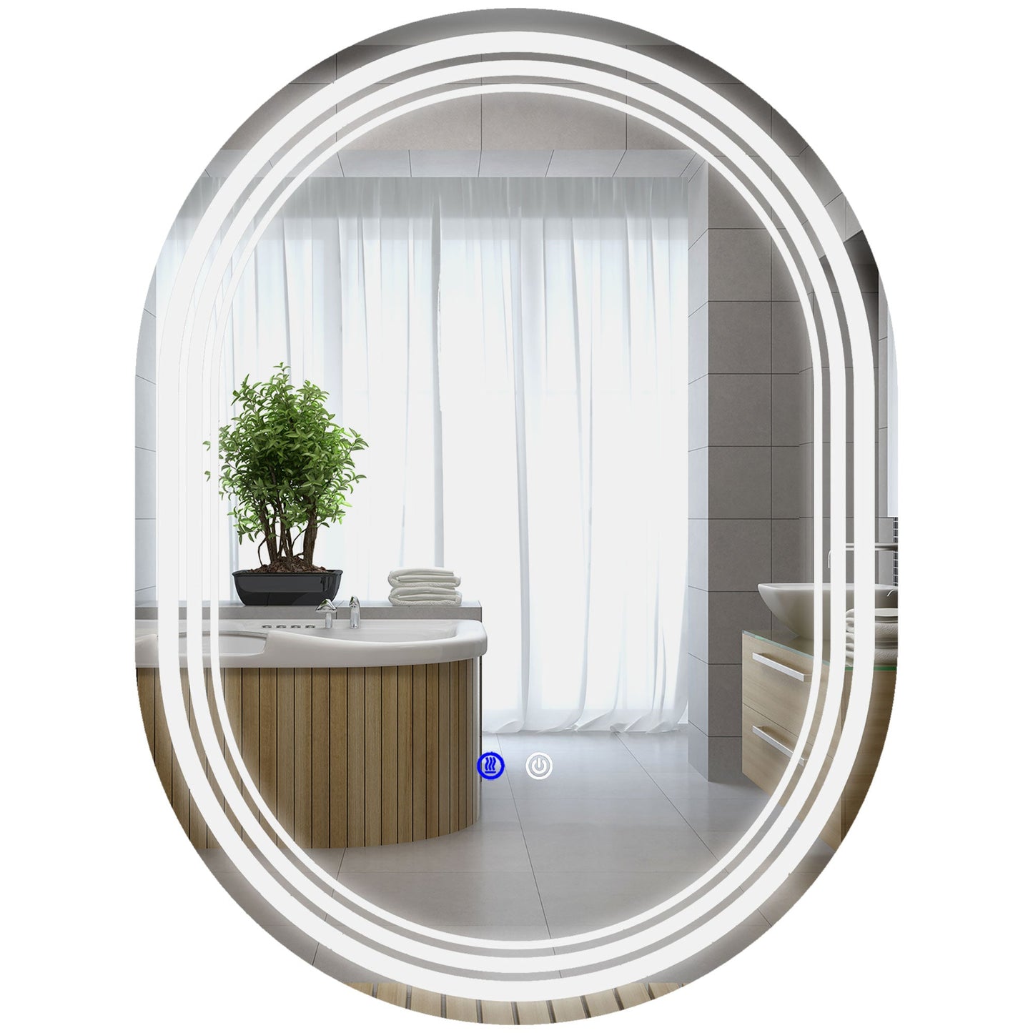 kleankin 700 x 500mm Bathroom Mirror with LED Lights Makeup Mirror with Anti-fog Touch, Switch, Vertical or Horizontal