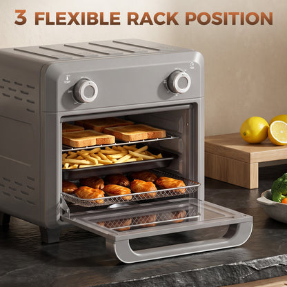 HOMCOM 10L Air Fryer Oven, Mini Oven, Grill, Roast, Bake, with Adjustable Temperature, Timer, 1000W, Grey