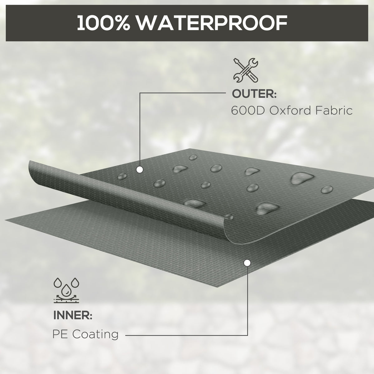 Outsunny Outdoor Garden Furniture Cover Waterproof, Anti-UV 600D Heavy Duty Oxford Fabric Patio Furniture Cover for Rectangular Sofa Table Set, Dark Grey, 245 x 165 x 66 cm