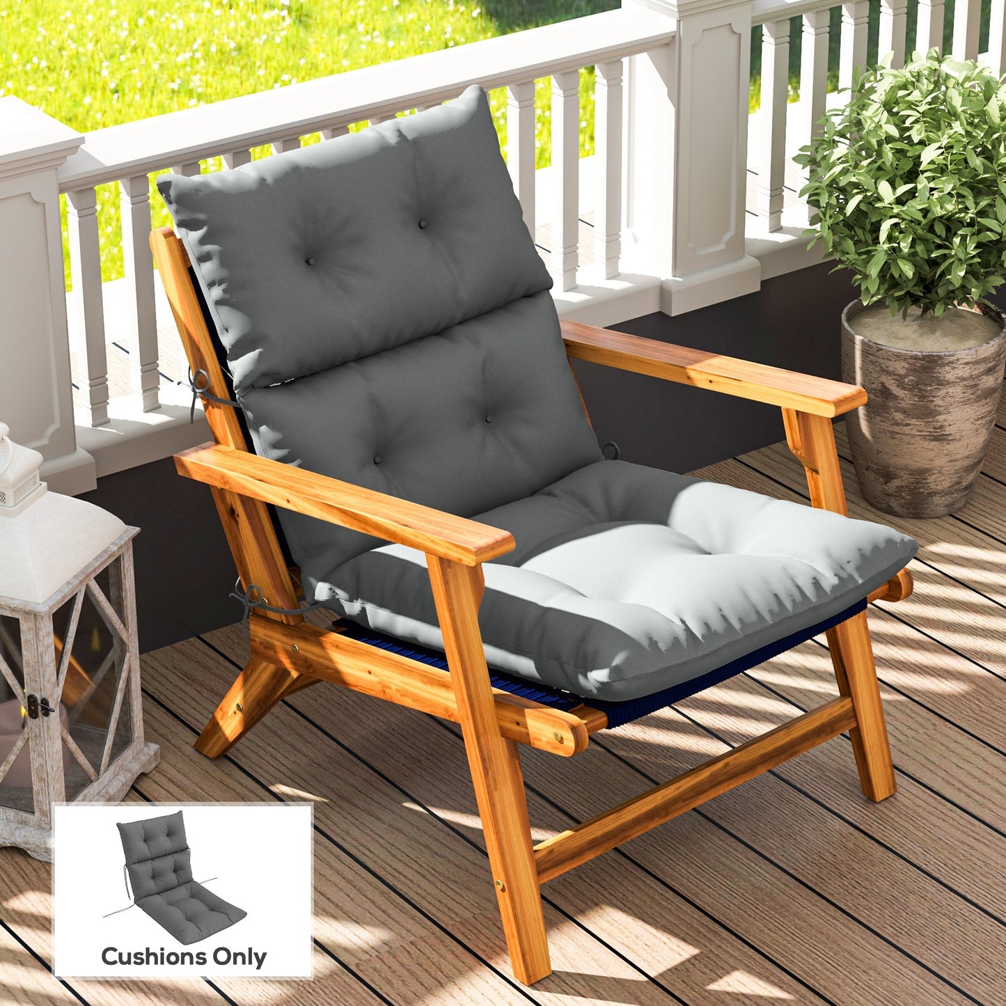Outsunny 115 x 56cm Rocking Chair Padded Seat Cushion - Light Grey