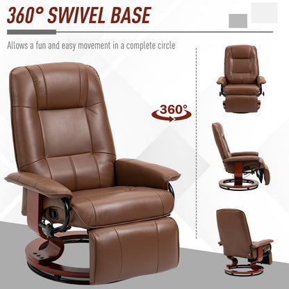 HOMCOM Faux Leather Armchair, with 145Â° Reclining Back and Footrest - Brown