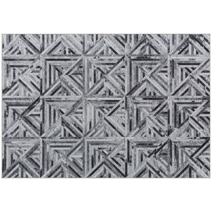 HOMCOM Modern Area Rug, Triangle Pattern Non-Slip Washable Rug, Chenille Floor Carpet for Living Room, Bedroom, Dining Room, Home Office, 230 x 160 cm, Black