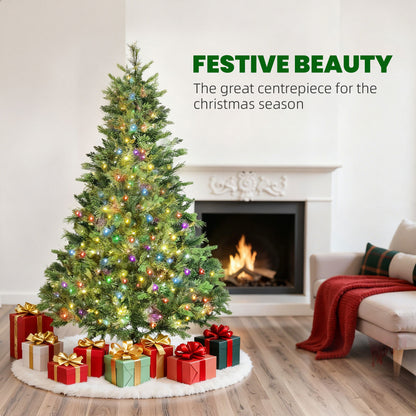 HOMCOM 7ft Artificial Pine LED Christmas Tree, with Remote