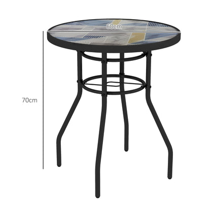 Outsunny a60 Garden Table, with Glass Printed Tabletop - Multicolour