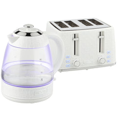 HOMCOM Kettle and Toaster Set, 1.7L 3000W Rapid Kettle with Strix Thermostat, 4 Slice Toaster with 7 Browning Controls, Cream