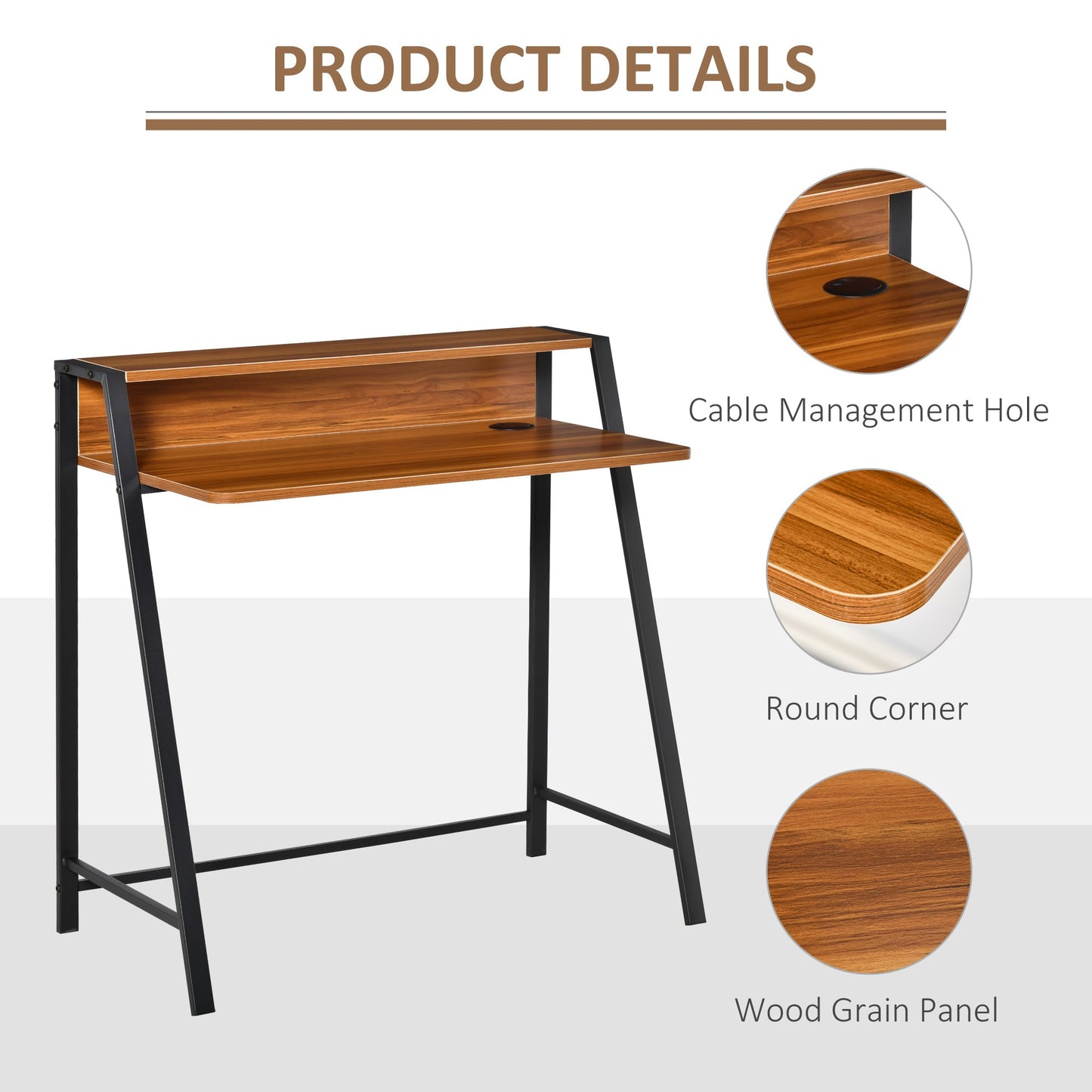 Writing Desk Computer Table Home Office PC Laptop Workstation Storage Shelf Color Walnut