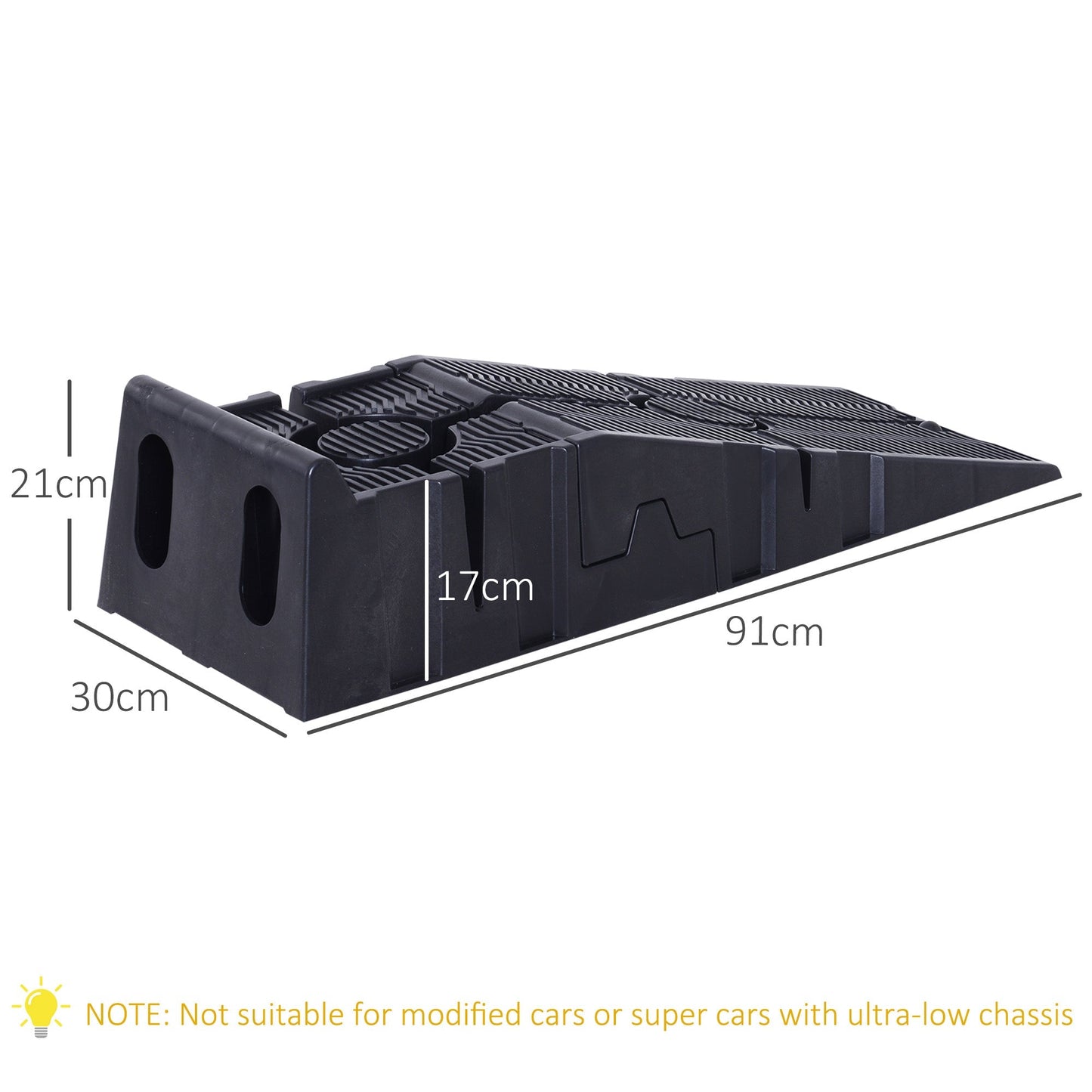 DURHAND 2 Pieces Car Ramps Heavy Duty 2.5 Ton Motorhome Levelling Ramps, Plastic Garage Workshop Car Lift, Portable Automotive Vehicle Campervan Car Ramp, Black
