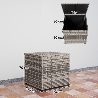 Outsunny 253L Garden Storage Box, Rattan Deck Box with Zipped Liner, Safe Pneumatic Rod, Patio Storage Container, Mixed Grey