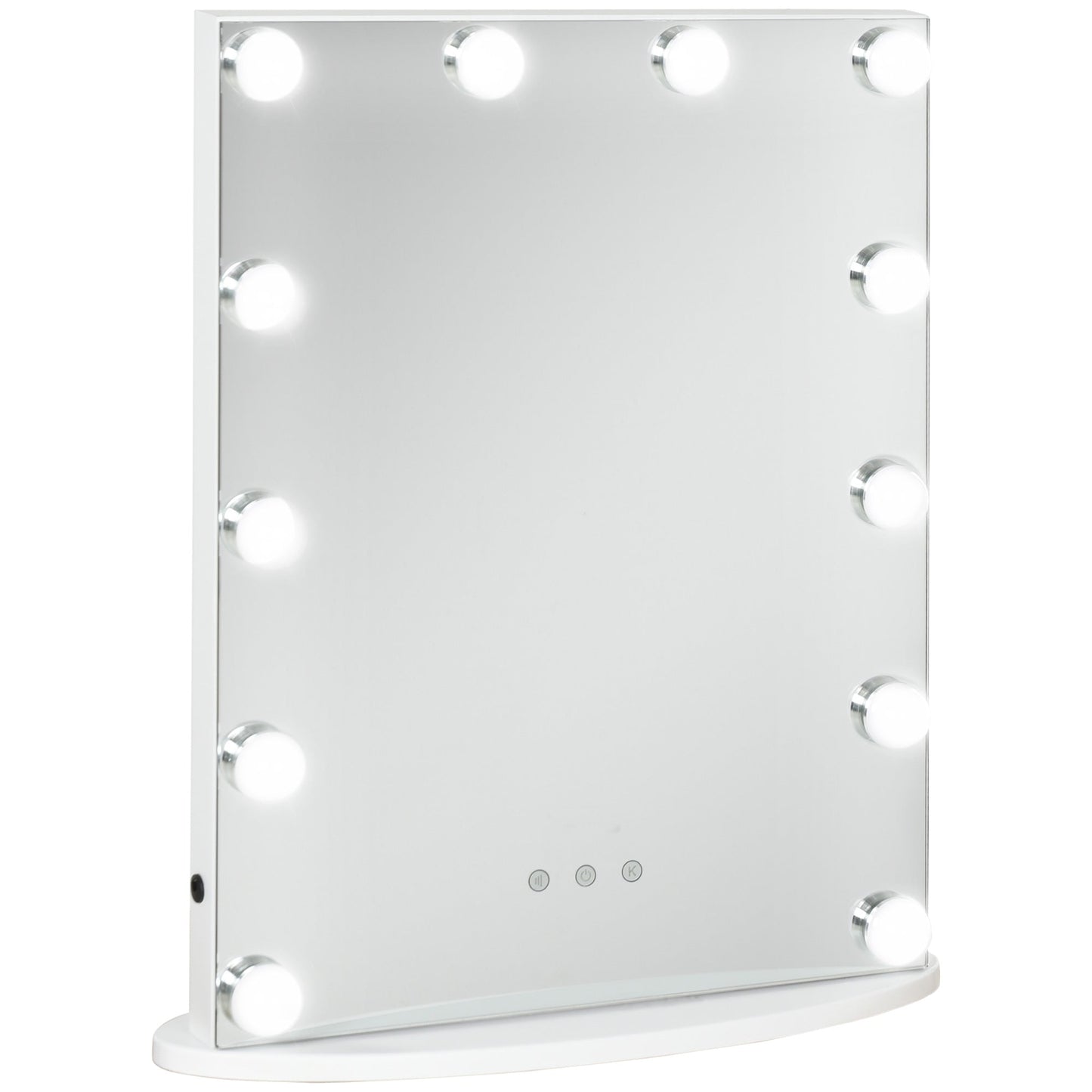 HOMCOM Hollywood Mirror with Lights for Makeup Dressing Table, Lighted Vanity Mirror with 12 Dimmable LED Bulbs and USB Plug in Power Supply, White