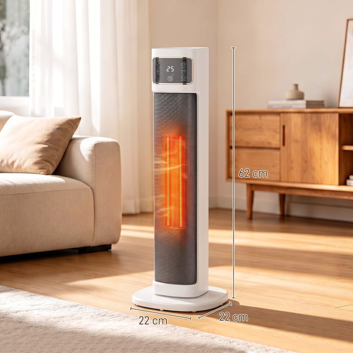 HOMCOM Portable Space Heater, 2000W Ceramic Heater with 4 Modes (Eco Mode), Adjustable Thermostat, Remote, Low Energy