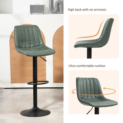 HOMCOM Set of Two Retro Tub Bar Stools - Green