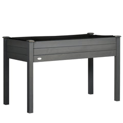 Outsunny Raised Bed for Garden, Wooden Elevated Planter Box with Bed Liner, for Flower Vegetable Herb, Dark Grey