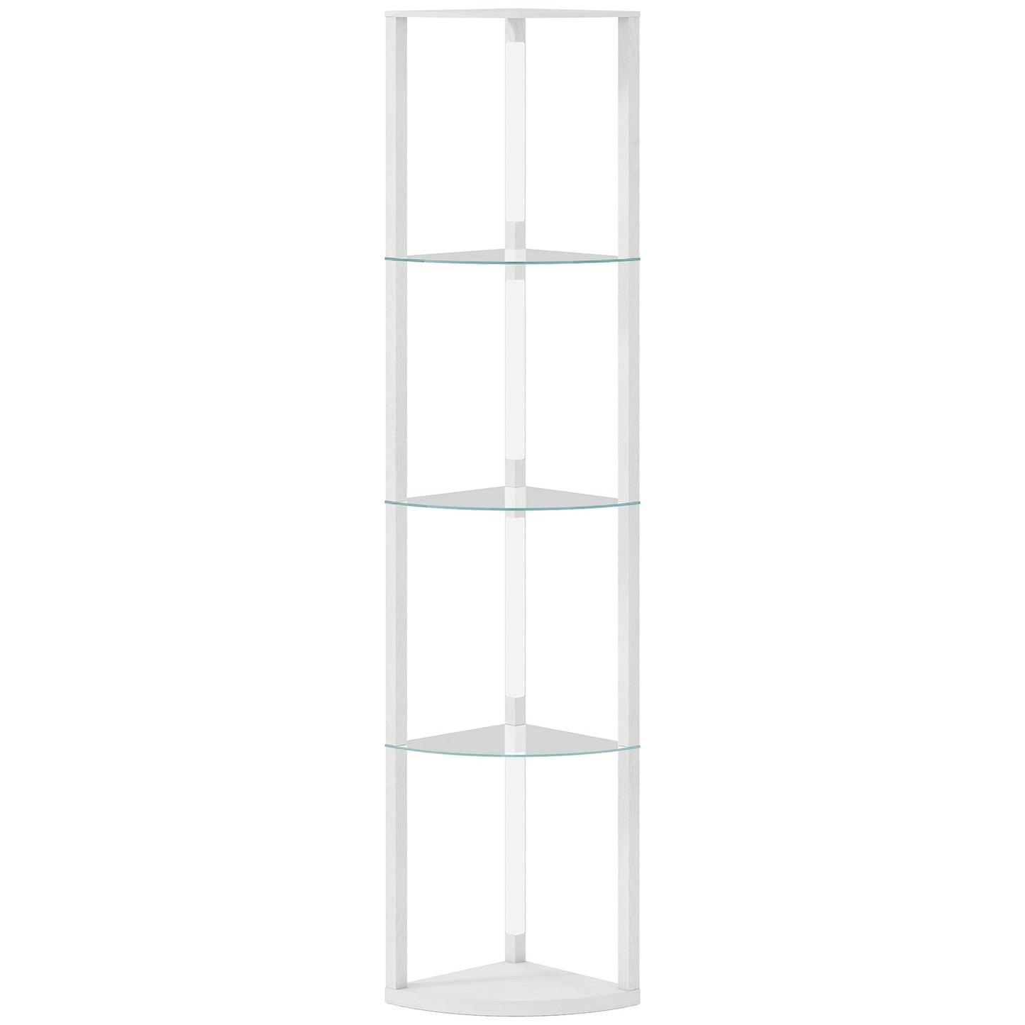 HOMCOM LED Floor Lamp with Shelves, Dimmable Standing Lamp with Foot Switch for Living Room, Bedroom, White