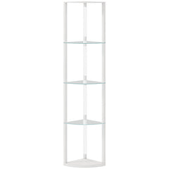 HOMCOM LED Floor Lamp with Shelves, Dimmable Standing Lamp with Foot Switch for Living Room, Bedroom, White
