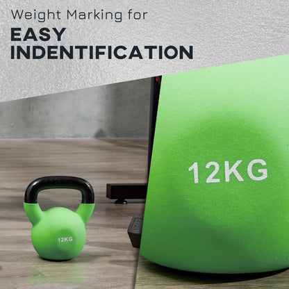 HOMCOM Soft Kettlebell, 12kg Kettle Bell with Non-Slip Handle for Home Gym Weight Lifting and Strength Training, Green
