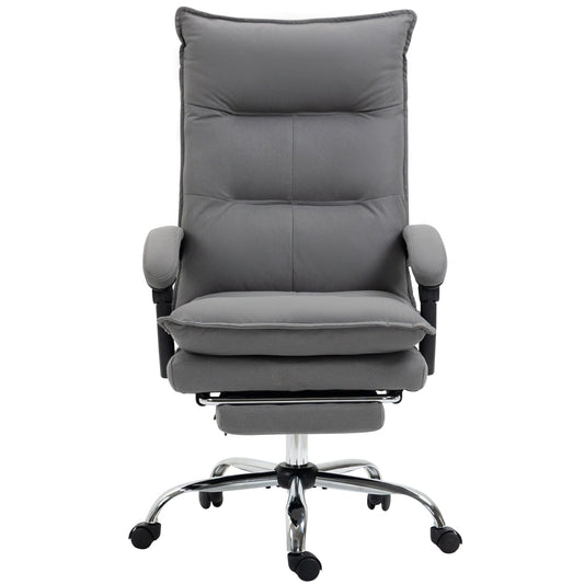 Vinsetto Vibration Massage Office Chair with Heat, Microfibre Computer Chair with Footrest, Armrest, Double Padding, Reclining Back, Grey