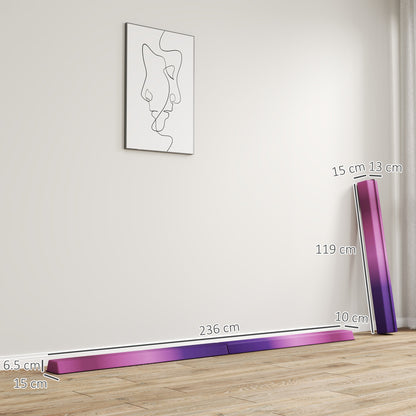 SPORTNOW 7.7ft Folding Gymnastics Beam, Floor Balance Beam for Kids with Anti-Slip Base, Gymnastics Equipment for Home, Purple