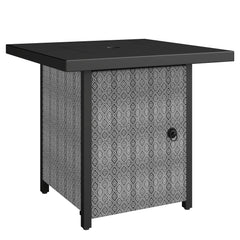 Outsunny Propane Gas Fire Pit Table for Garden, 11.7 KW Smokeless Firepit Outdoor Heater with Wind Guard, Glass Rocks, Lid, Black
