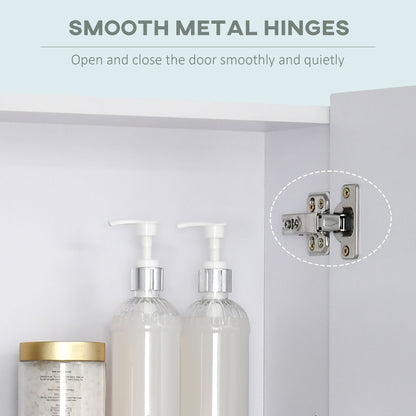 kleankin Bathroom Cabinet with Mirror, Wall Mounted Bathroom Mirror Cabinet with Adjustable Shelf, 2 Doors Storage Cupboard, White