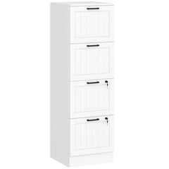 HOMCOM 4 Drawer Filing Cabinet with Lock, Office Storage Cabinet with Adjustable Hanging Bars for A4 Letter Size Files, White