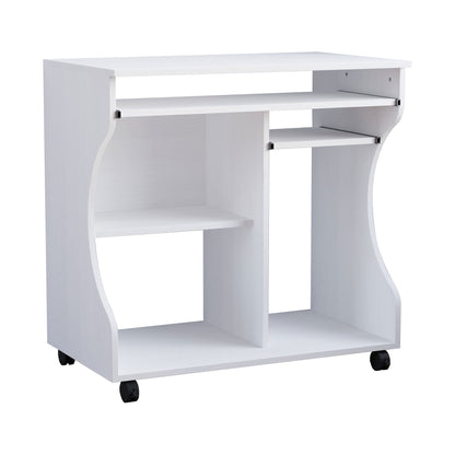 HOMCOM Multi-Storage Compact Work Desk, with Wheels - White