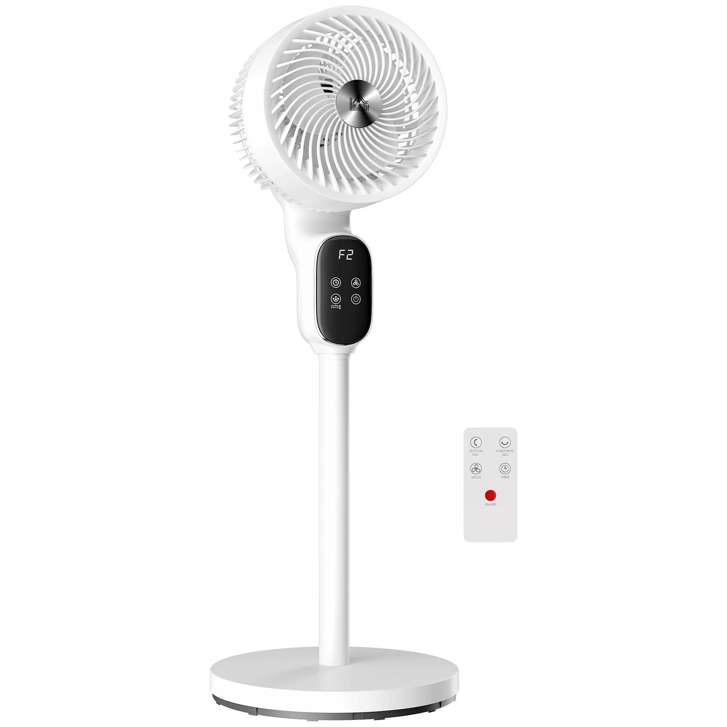 HOMCOM 20 dB Silent Standing Fan for Bedroom, 39" Pedestal Fan with Remote, 90Â° Oscillating, 8 Speeds, Adjustable Height, White