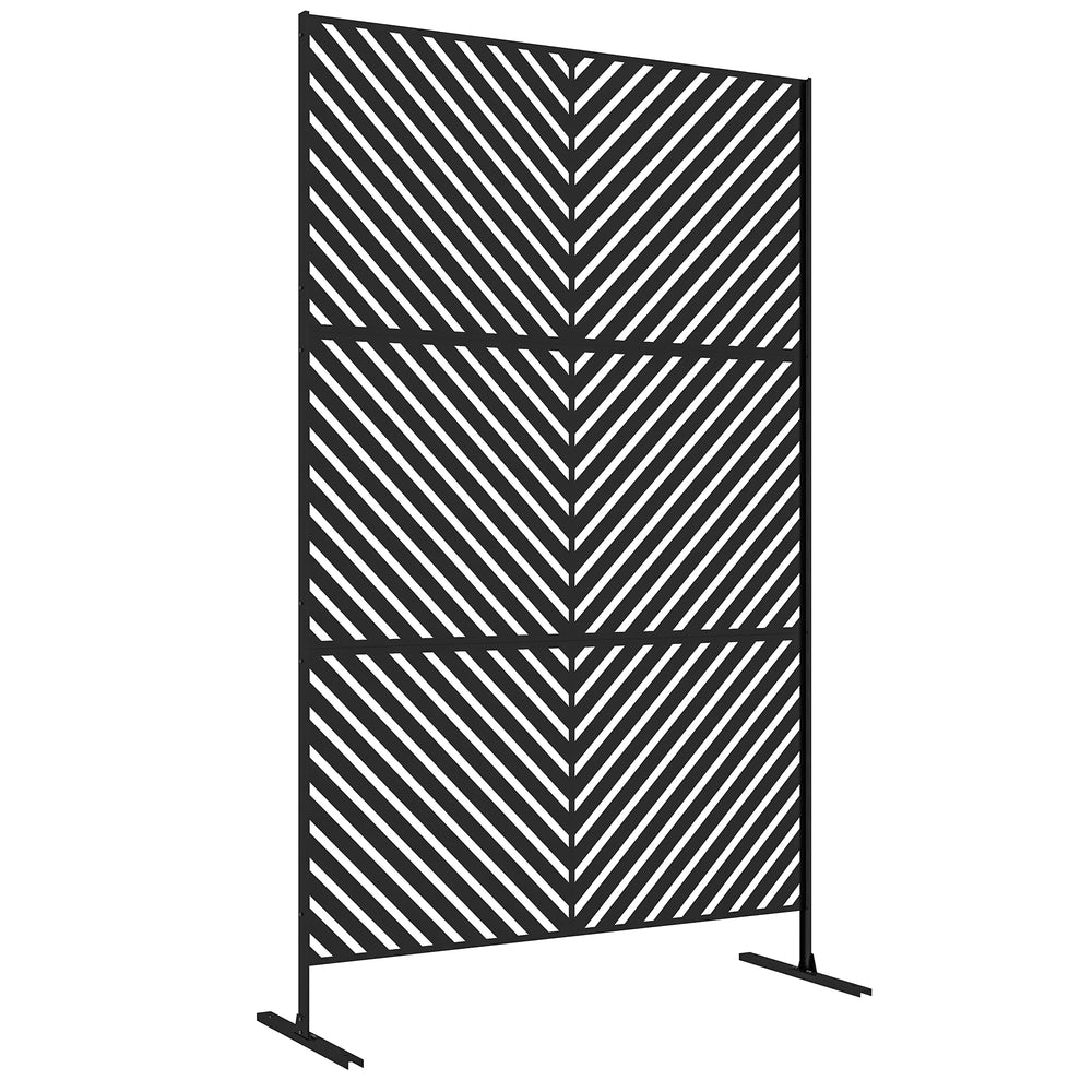 Outsunny 6.5FT Decorative Outdoor Divider, Metal Privacy Screen with Stand, Triangle Style, Black