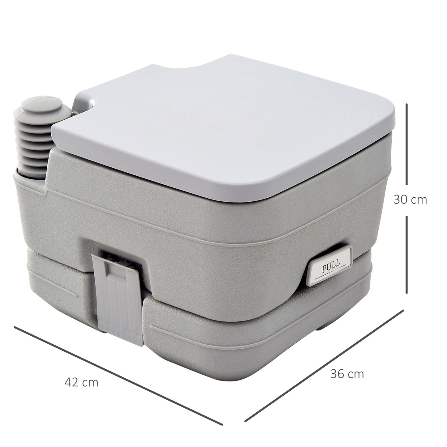 HOMCOM 10L Portable Travel Toilet Outdoor Camping Picnic with 2 Detachable Tanks & Push-button Operation, Grey