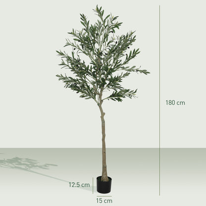HOMCOM Set of Two Silk Leaf Artificial Olive Trees