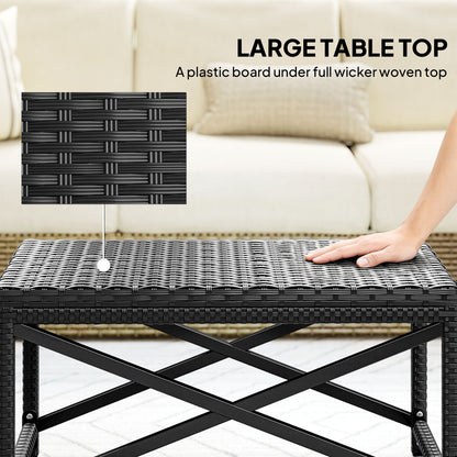 Outsunny Outdoor Coffee Table Side Table with X-Shape Frame for Patio, Balcony, Black