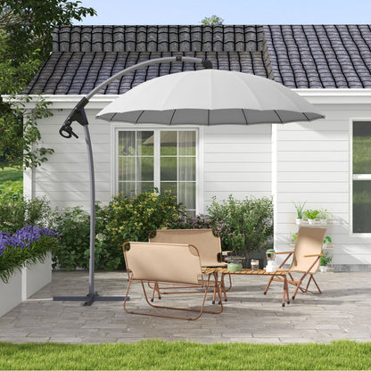 Outsunny 2.7m Cantilever Parasol, with Cross Base - Grey