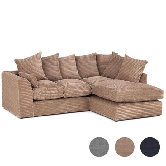 Porto Jumbo Cord Corner Sofa - Brown