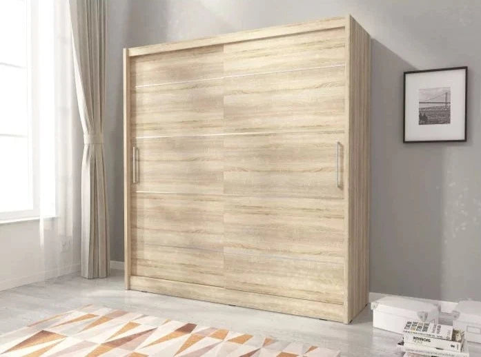 Splendor Alu Sliding Door Wardrobe 180cm - Oak Sonoma