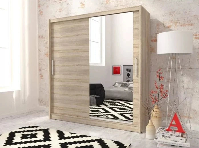 Splendor I Sliding Door Wardrobe 180cm - Oak Sonoma