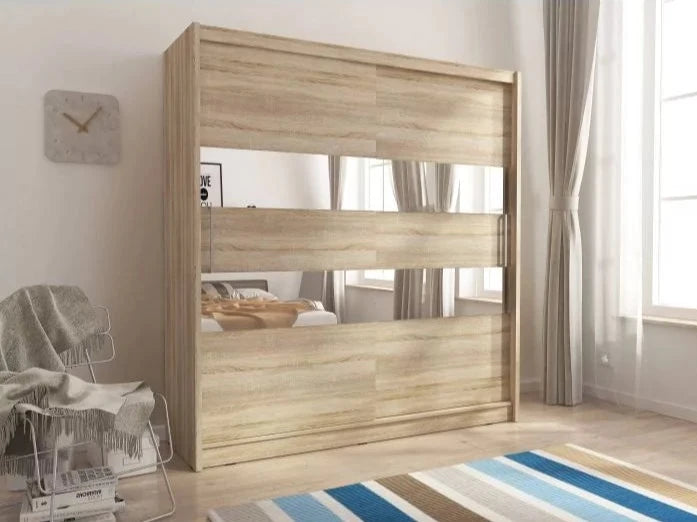 Splendor II Sliding Door Wardrobe 200cm - Oak Sonoma