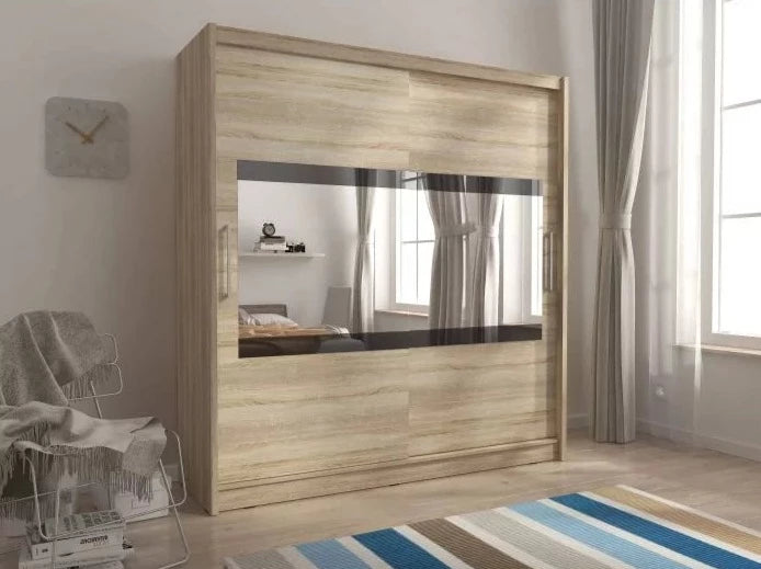 Splendor IV Sliding Door Wardrobe 200cm - Oak Sonoma