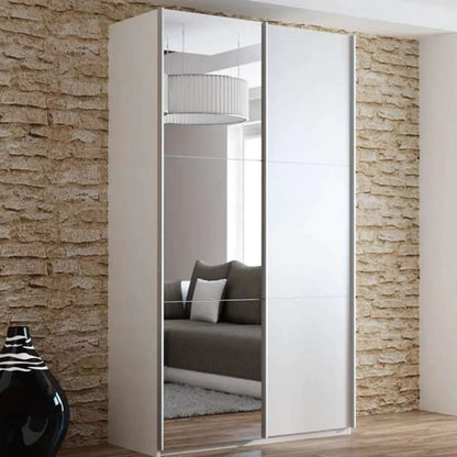 Boris Sliding Door 120cm Wardrobe with Mirror - Graphite, Black, White