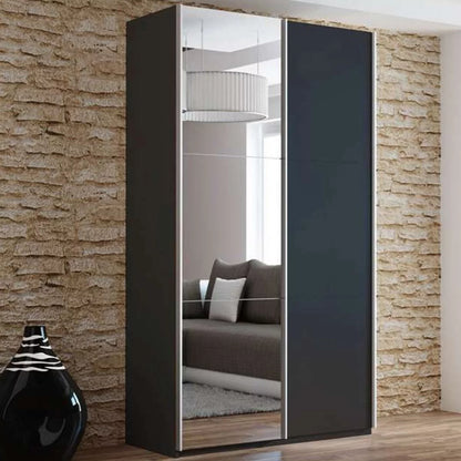 Boris Sliding Door 120cm Wardrobe with Mirror - White, Black, Graphite