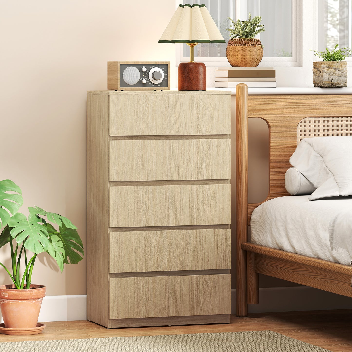 HOMCOM Chest of Drawers, 5-Drawer Storage Cabinets, Modern Dresser, Storage Drawer Unit for Bedroom