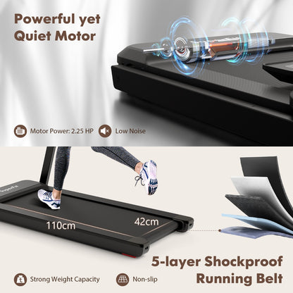 Max 2.25 HP Walking Running Jogging Exercise Machine with LED Display-Black