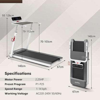 Max 2.25 HP Walking Running Jogging Exercise Machine with LED Display-Silver
