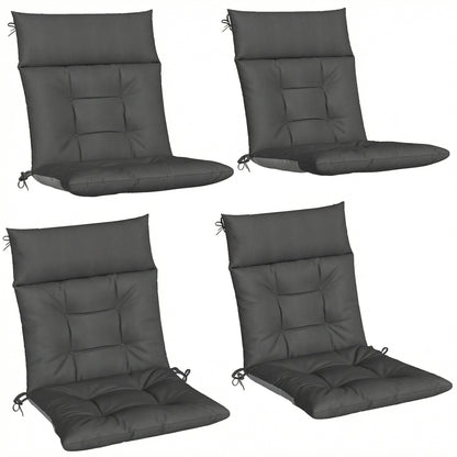 Outsunny Patio Chair Cushions Set of 4, Waterproof Non-Slip Lounge Chair Cushions, 112x53cm, Dark Grey