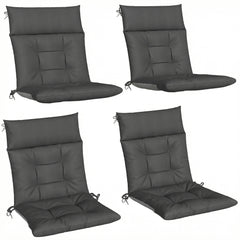 Outsunny Patio Chair Cushions Set of 4, Waterproof Non-Slip Lounge Chair Cushions, 112x53cm, Dark Grey