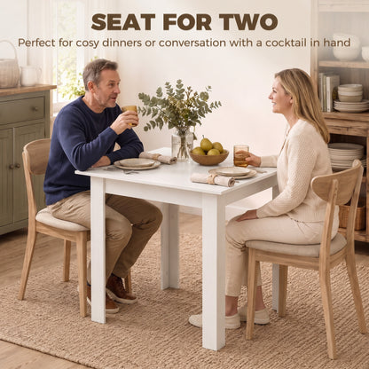 HOMCOM Square Dining Table, Modern Small Dining Table with Wood Effect, Space Saving, Non-slip Foot Pads, White