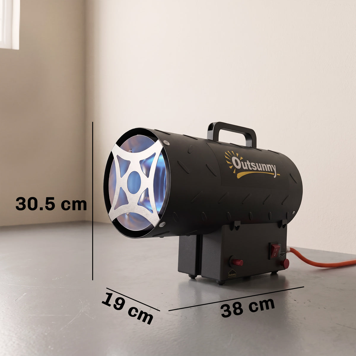 Outsunny 15 kW/51000 BTU Industrial Propane Space Heater, Portable Forced Air Gas Fan Patio Heater w/ Overheat Protection, Black