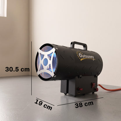 Outsunny 15 kW/51000 BTU Industrial Propane Space Heater, Portable Forced Air Gas Fan Patio Heater w/ Overheat Protection, Black
