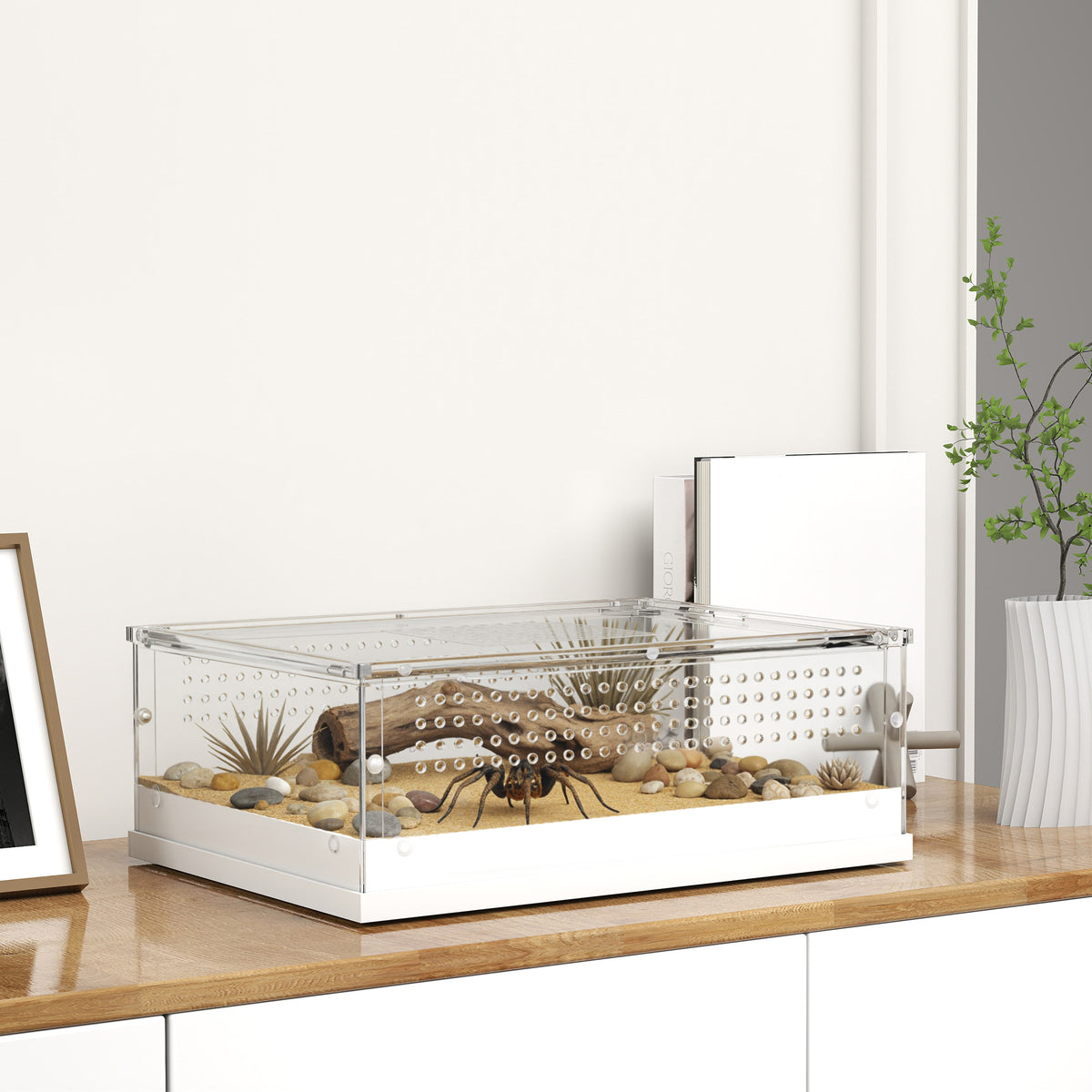 PawHut Acrylic Reptile Terrarium with Top Sliding Door, Vents, for Leopard Gecko, Snake