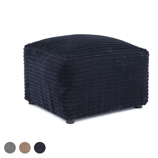 Porto Jumbo Cord Footstool - Black